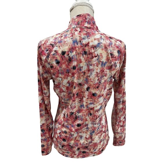 EP New York Bold Floral Pattern Long-Sleeve Zip-Up Blouse Womens M - Picture 3 of 10